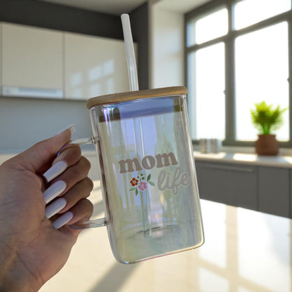 Mom Life Glass Cup