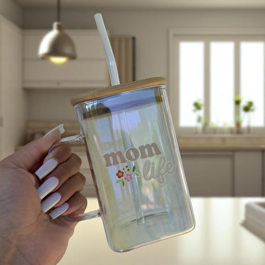 Mom Life Glass Cup